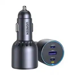 شاحن سيارة UGREEN بتقنية PD 3 منافذ منفذي USB 75 واط رمادي
