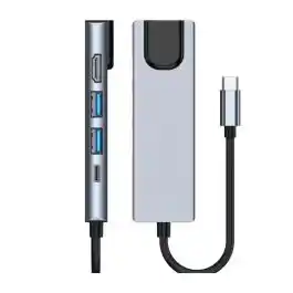 هاب 5 فى 1 من Type-c الى HDMI-2 x USB 3.0 - Type c - Lan