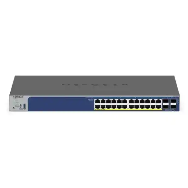 نت جير GS728TXP سويتش سمارت PoE+ قابل للتكديس مزود بـ 28 منفذ جيجابت إيثرنت مع 4 منافذ SFP+ بقوة 190 واط