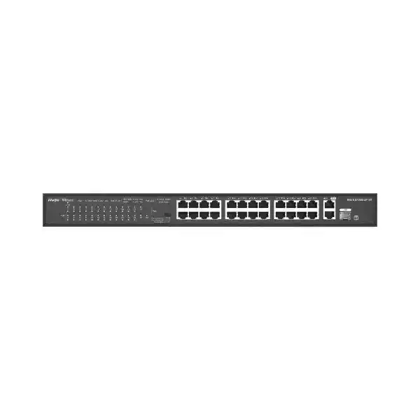 Ruijie Reyee RG-ES126S-LP V2 Rackmount PoE Switch, 24-Port 10/100 Mbps + 2 Port Gigabit