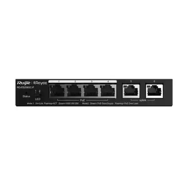 رويجي ريي RG-ES206GC-P سويتش PoE سمارت كلاود، مزود بـ6 منافذ جيجابت