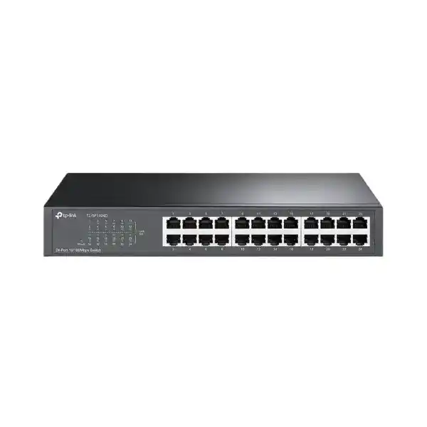 تي بي لينك TL-SF1024D سويتش مزود بـ24 منفذ بسرعة 10/100 ميجابايت في الثانية، ديسكتوب/راكماونت