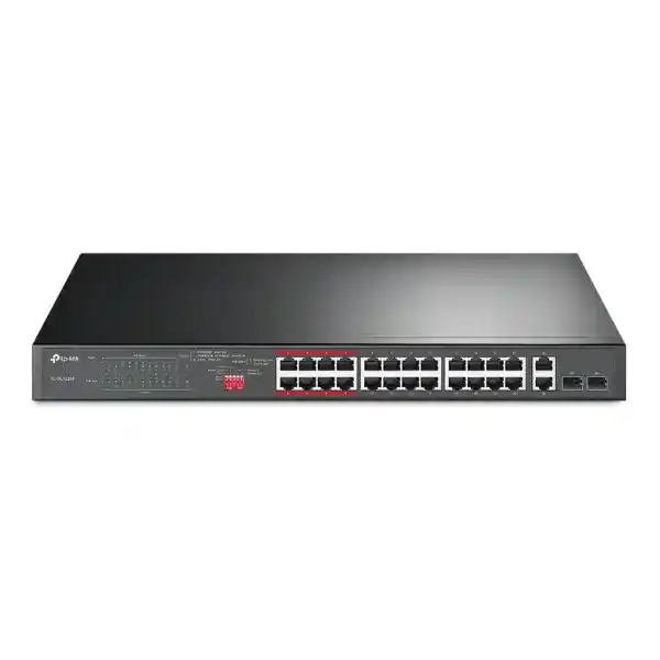 تي بي لينك TL-SL1226P سويتش PoE+، مزود بـ24 منفذ بسرعة 10/100 ميجابت في الثانية + 2 منفذ جيجابايت