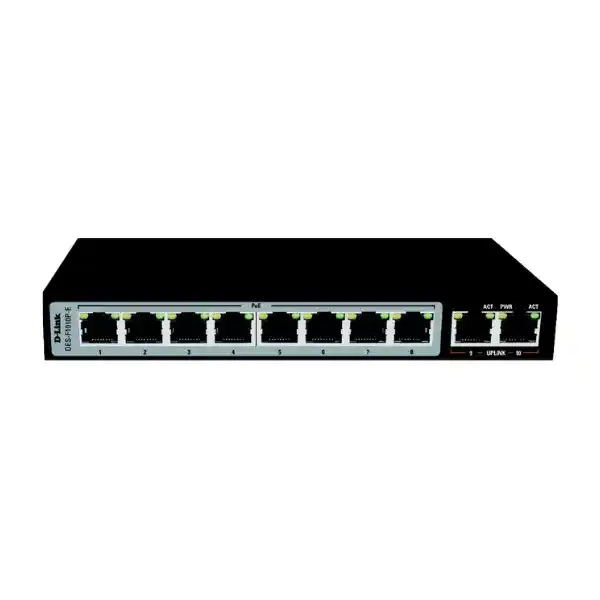 دي لينك DES-F1010P-E سويتش PoE+، مزود بـ10 منافذ إيثرنت سريع بسرعة 10/100 ميجابت في الثانية