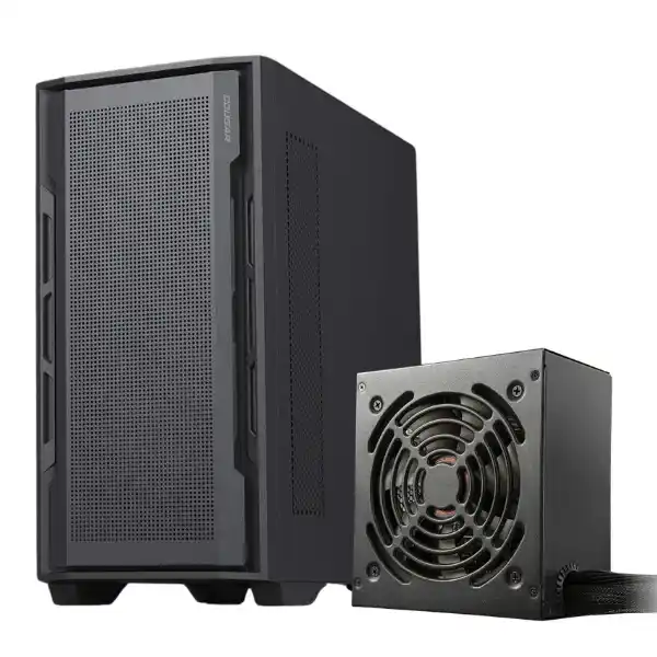 كوجر يونيفيس CGR-5C78B كيسة كمبيوتر ميد تاور + اطلس CGR BA-750 بقوة 750 واط 80 بلس برونز باور سبلاي - اسود