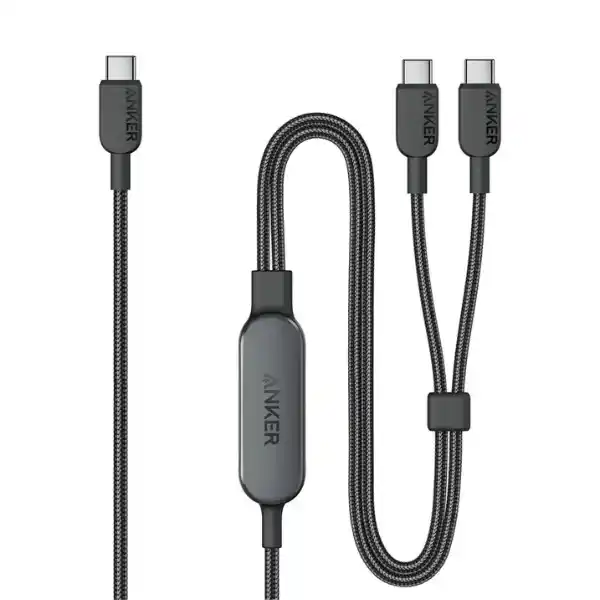 انكر A8895H11 كابل 2 في 1 USB-C الي USB-C بقدرة 140 واط - اسود
