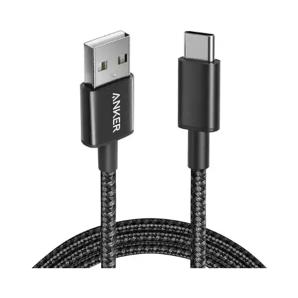أنكر نايلون A8173H11 كابل شحن USB-A إلى USB-C بطول 6 أقدام - اسود
