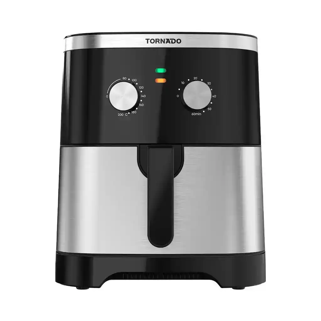 قلاية هوائية بدون زيت تورنيدو 1800 وات 8 لتر تحكم يدوي استانلس × أسود TFE-A1808MS1A