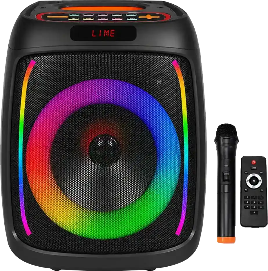 مكبر صوت محمول زيرو اضاءة RGB ريموت كنترول وميكروفون ZR-805S - اسود