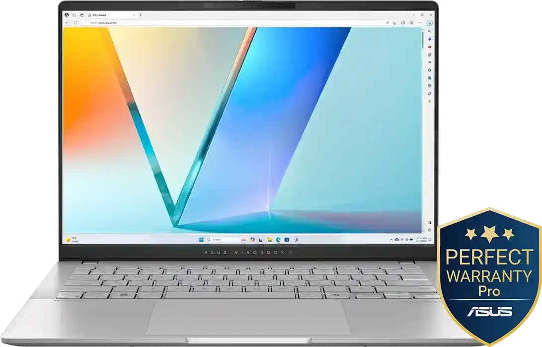 لابتوب اسوس فيفو بوك S14 OLED M5406UA-QD055W معالج AMD Ryzen 9-8945HS رام 16 جيجا هارد 512GB SSD كارت شاشة AMD Radeon مدمج شاشة 14.0 بوصة OLED WUXGA- ويندوز 11 هوم- فضي