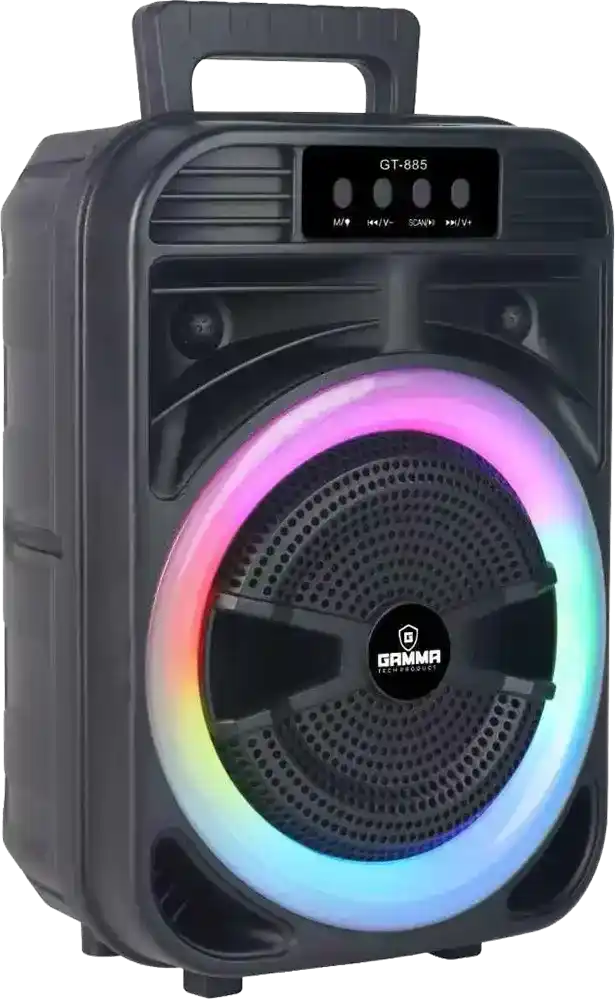 مكبر صوت جاما 8 بوصة اضاءة RGB بطارية قابلة للشحن GT-885 - اسود