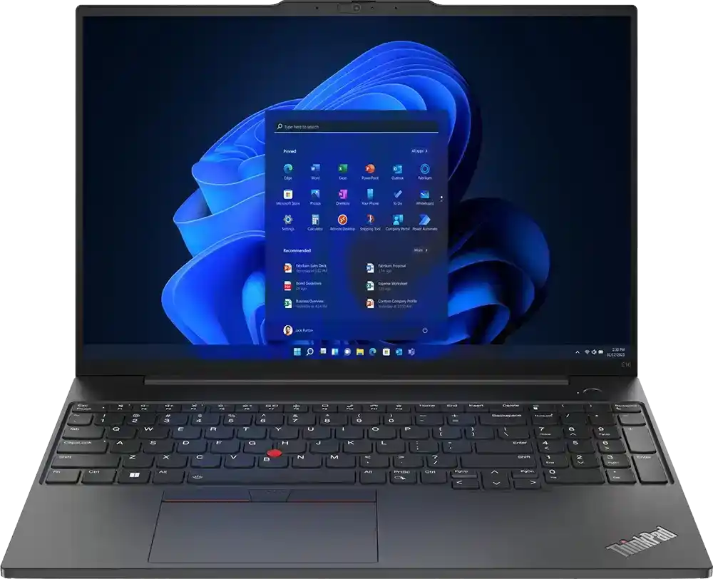 لابتوب لينوفو ثينك باد E16 انتل كور I7-1355U رام 8 جيجا هارد 512GB SSD شاشة 16 بوصة WUXGA كارت شاشة NVIDIA GeForce MX550 2GB- دوس- اسود