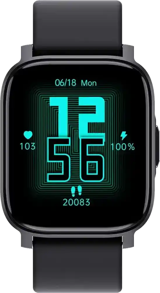 ساعة أوكي الذكية 1S موديل SW-1S شاشة TFT LCD مقاس 1.69 بوصة مقاومة للماء بمعيار IP68 بلوتوث الإصدار 5.3 لون أسود
