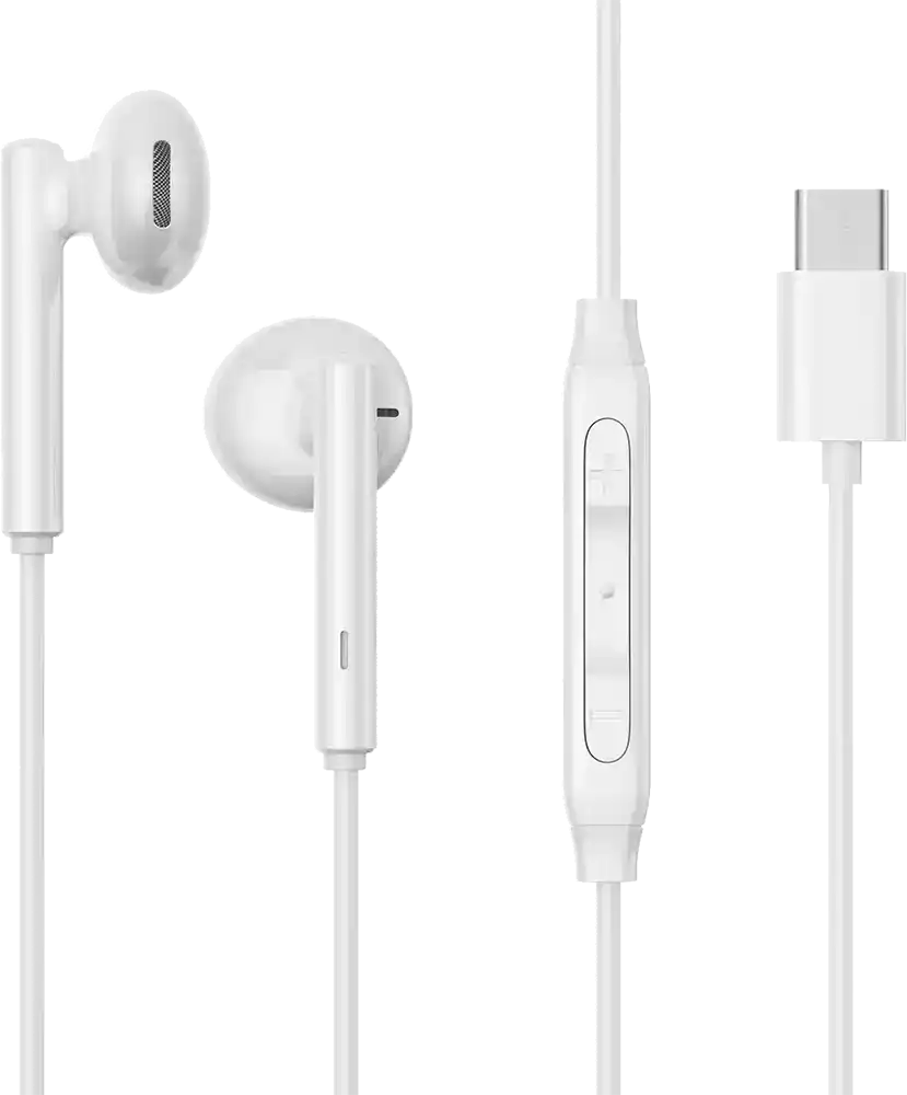 سماعه سلك جوي روم Type-C، ميكروفون مدمج، أبيض، JR-EC05