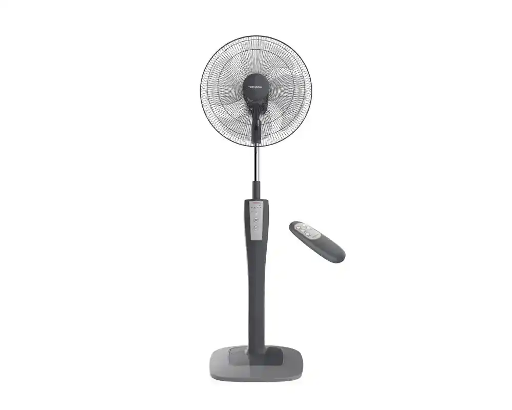 مروحه تورنيدو عمود 16بوصه ريموت 4ريشه رمادى TSF75G