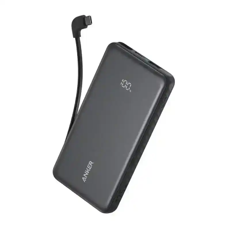 باور بانك انكر Zolo سعة 20000 مللي أمبير شحن سريع 22.5 واط مع كابل USB-C مدمج - أسود