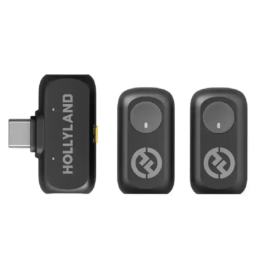 نظام ميكروفون هولي لاند لاسلكي بمشبك ثنائي القناة 2.4 جيجاهرتز بمنفذ تايب سي LARK A1 Mini Duo (ضمان محلي) - أسود
