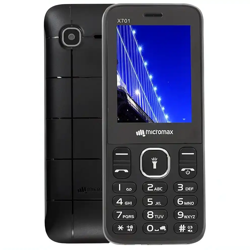 موبايل مايكروماكس X701 ثنائي الشريحة (40 ميجابايت / 56 ميجابايت رام/ 2.4 بوصة/ تقنية 2G) - أسود