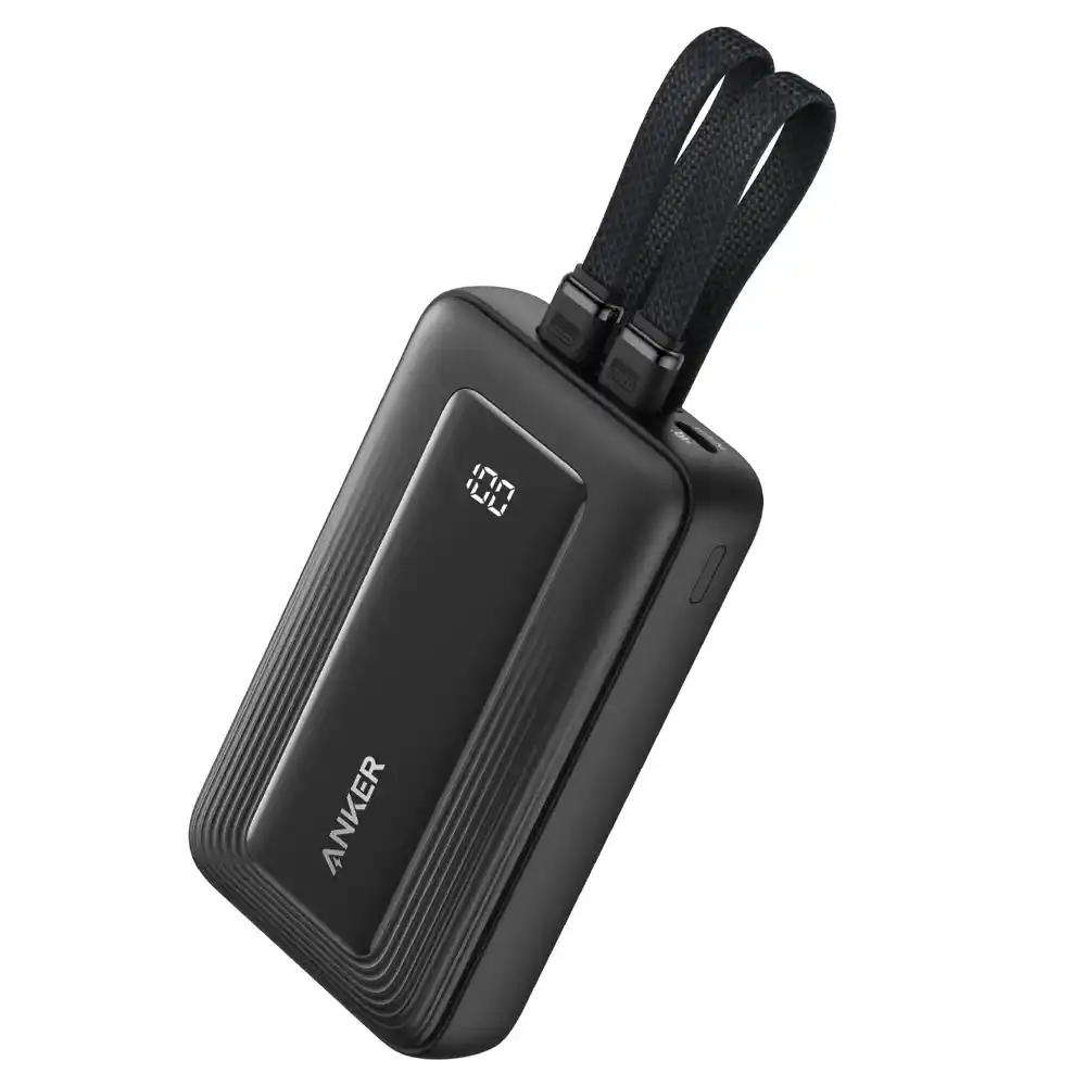 باور بانك انكر بمنفذ تايب سي + يو اس بي 45 وات 20000 مللي أمبير  مع كابلين تايب سي مدمج شحن سريع Zolo A110MH12 - أسود