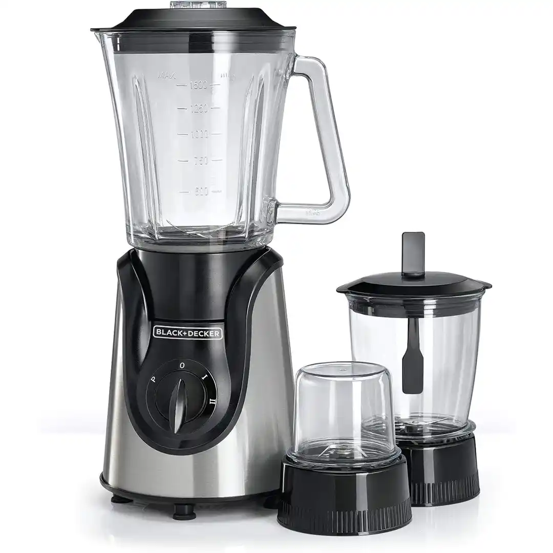 خلاط متعدد الوظائف مع مطحنة ومفرمة - 600 واط - من بلاك اند ديكر - 1.5 لتر - BX600G-B5 - مكة ستور