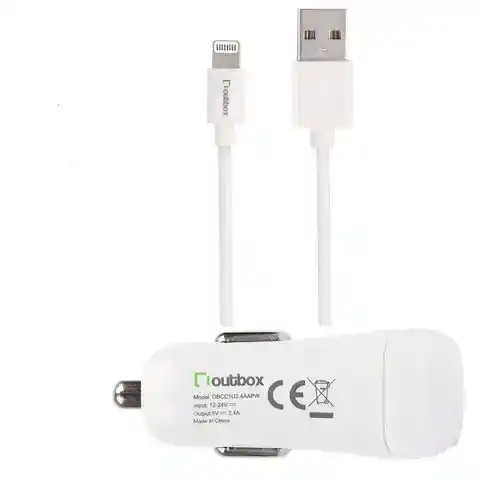 Outbox Car Charger 2.4A + Lighting USB cable 1.2M