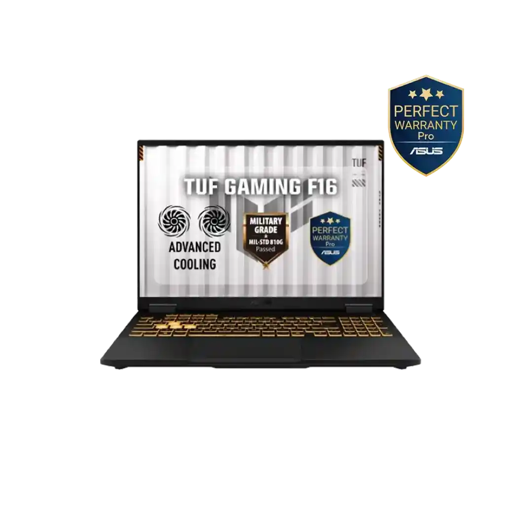 <tc>ASUS TUF Gaming F16 FX608JHI-TU655W، معالج Intel Core i5-14450HX، ذاكرة 16 جيجابايت DDR5، سعة تخزين 512 جيجابايت SSD، شاشة 16 بوصة، بطاقة رسوميات NVIDIA GeForce RTX 5050، شاشة WUXGA مقاس 16 بوصة بمعدل تحديث 144 هرتز، نظام تشغيل Windows 11 Home.</tc>