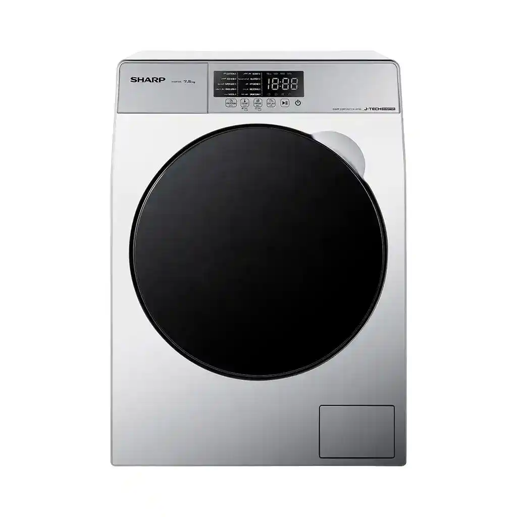 غسالة شارب  K-Pro Series  فول اتوماتيك، تحميل امامى، سعة 7.5 كجم، 1200 لفة، تقنية البخار و الانفرتر، ES-FE752KLE-W - رمادي