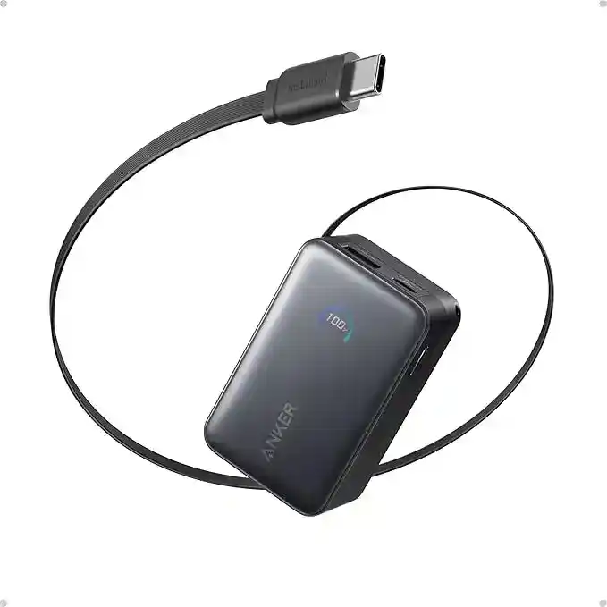 باور بانك زولو انكر، 20000 مللي أمبير، 22.5 وات، كابل USB-C مدمج، A110E - اسود