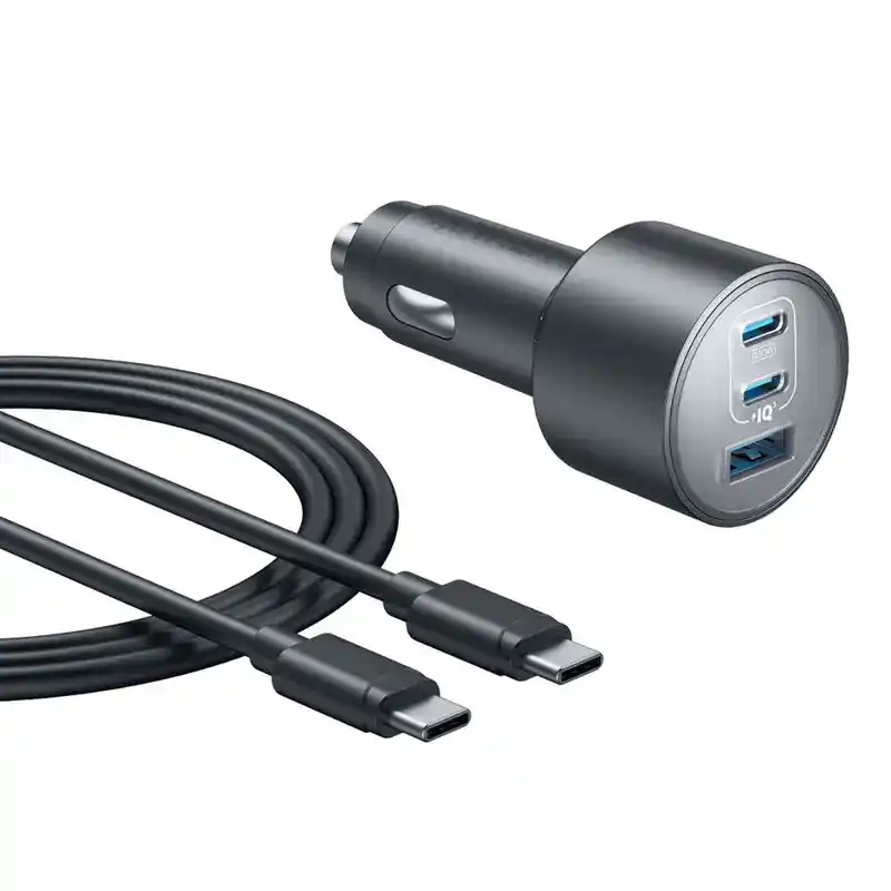 شاحن سيارة انكر، 167.5 وات ، 3 منافذ ، كابل USB-C - اسود