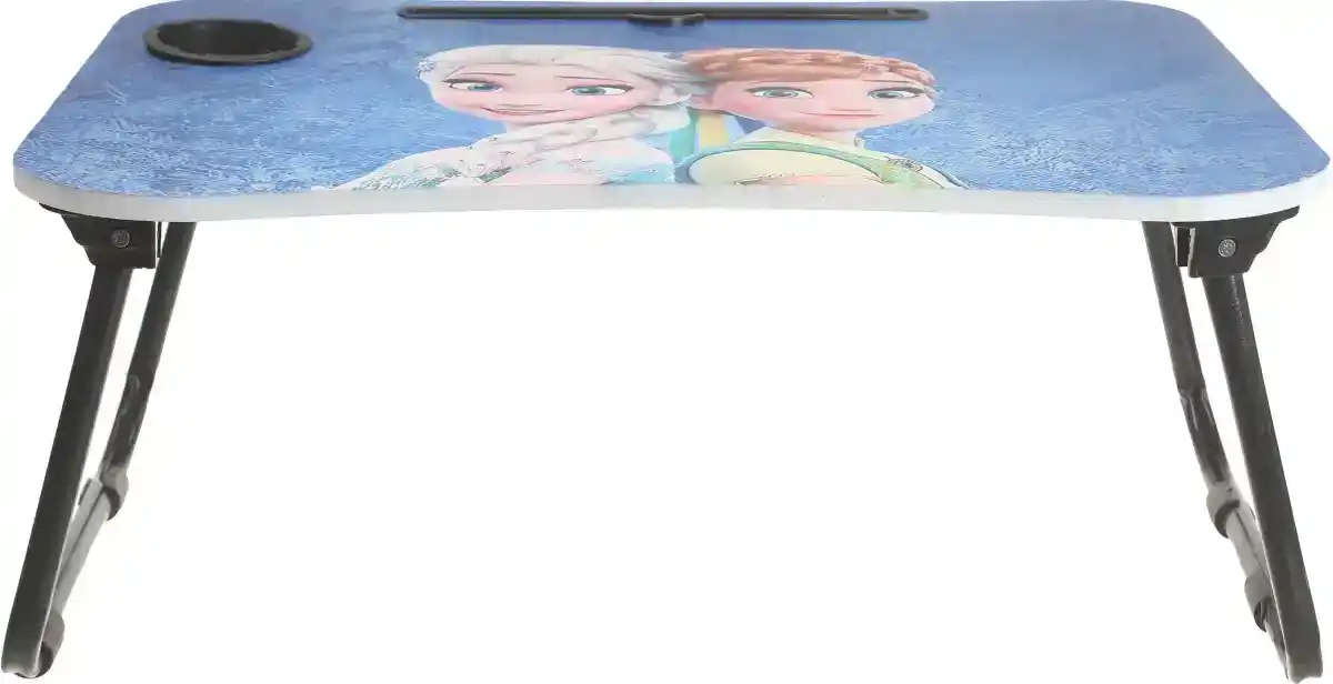 ترابيزة لاب توب ثري دي خشب بأرجل معدن العالمية، سهلة الطى، 60×40 سم - ازرق