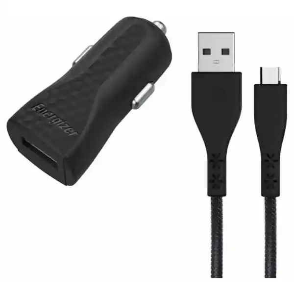 شاحن سياره USB انرجايزر لايف تايم مع كابل Micro USB، بقوة 1 امبير - اسود