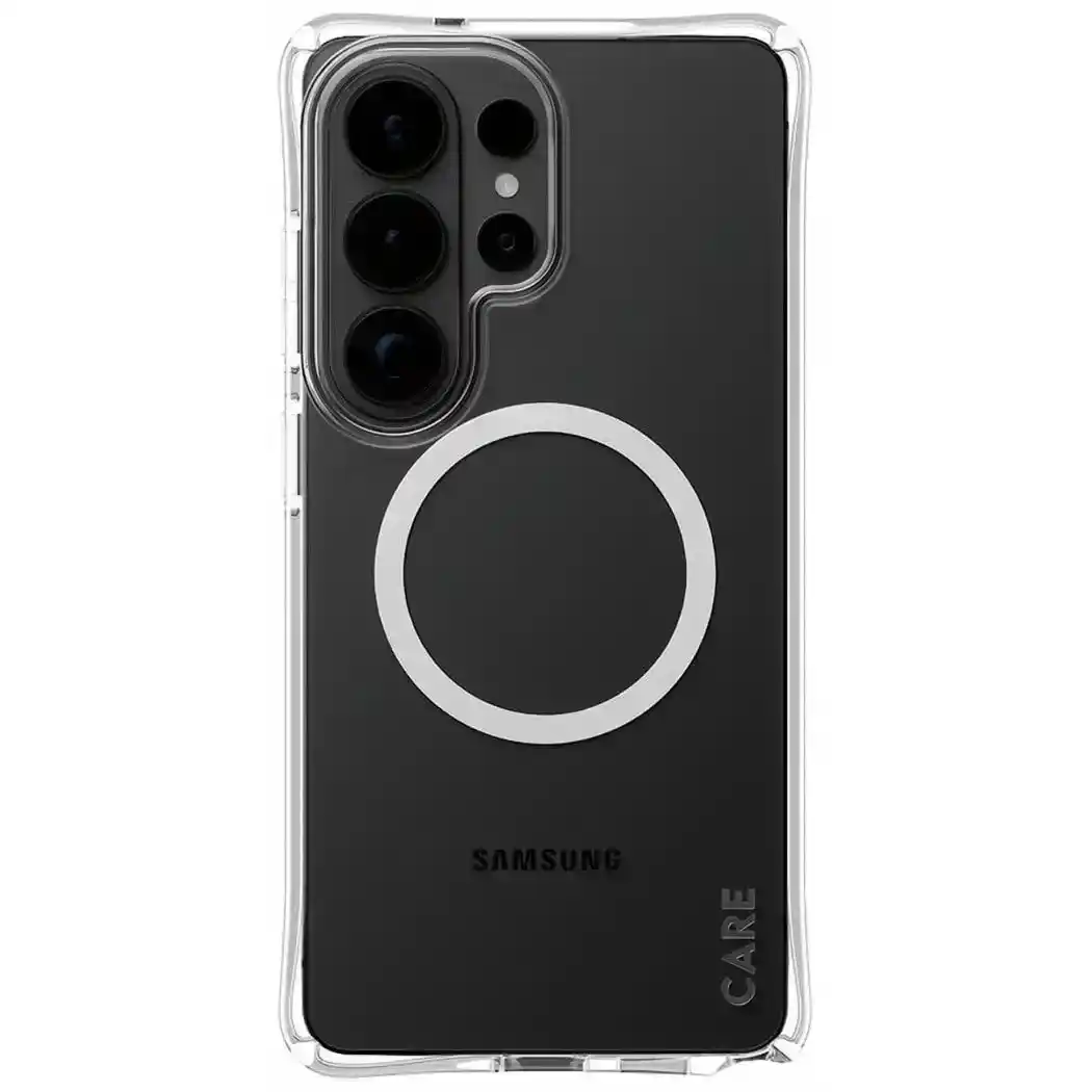 جراب ظهر بانزر جلاس CARE Samba Clear مع Qi مغناطيسي أبيض لسامسونج جالكسي S26 ألترا، شفاف - CR71608