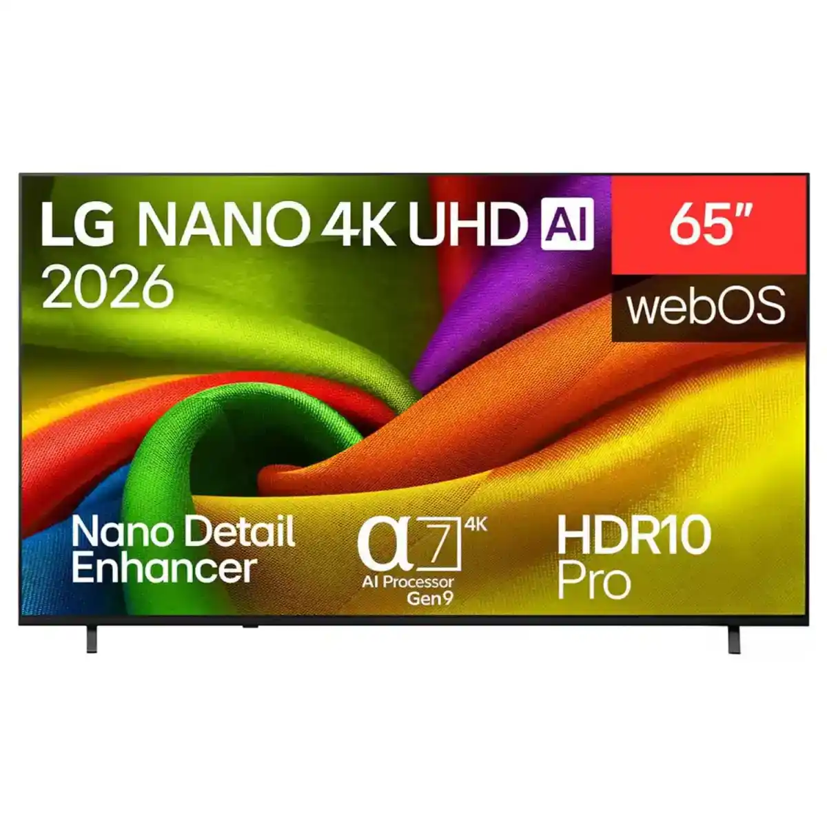 ‫شاشة ال جي، 65 بوصة، نانو 4K، ذكاء اصطناعي، موديل 2026، سمارت، ريسيفر داخلي - 65NU8E0B6LA‬