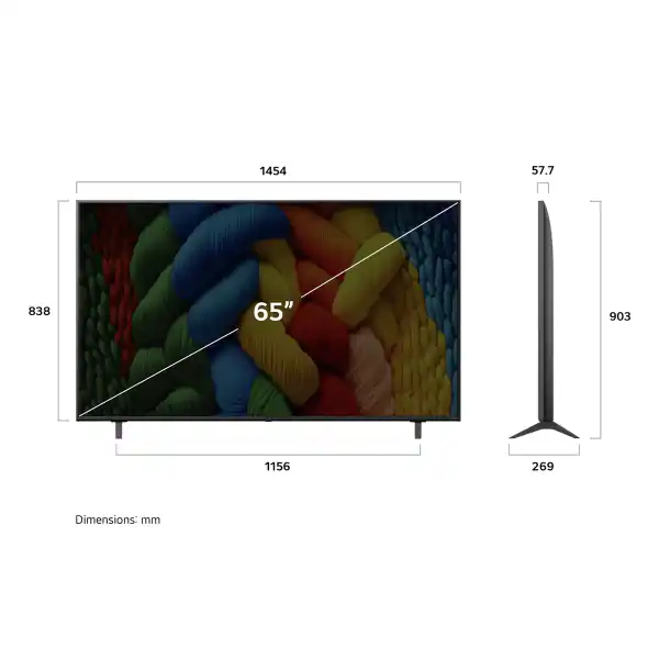 LG NanoCell 65 inch AI NANO80 4K Smart TV AI Magic remote HDR10 webOS25 2025