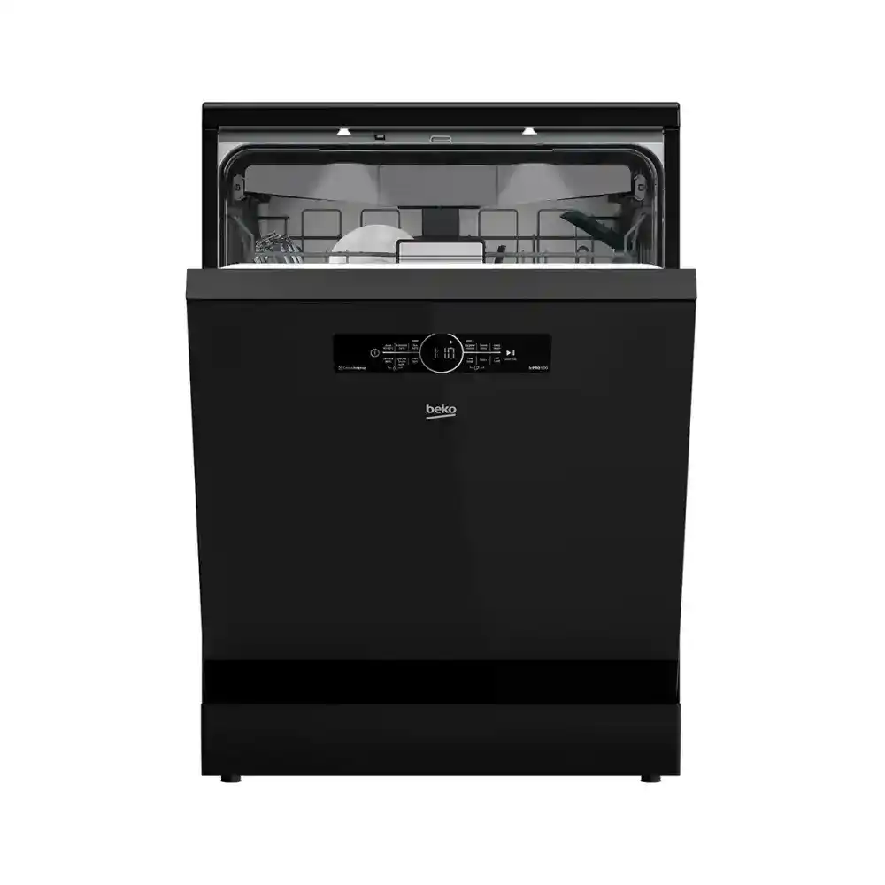 Beko - Dishwasher - 60 cm 6 program 15 person - Black Glass - LED  Display-Hygiene -(CornerIntense)-SteamGloss- Fast+ - Inv.