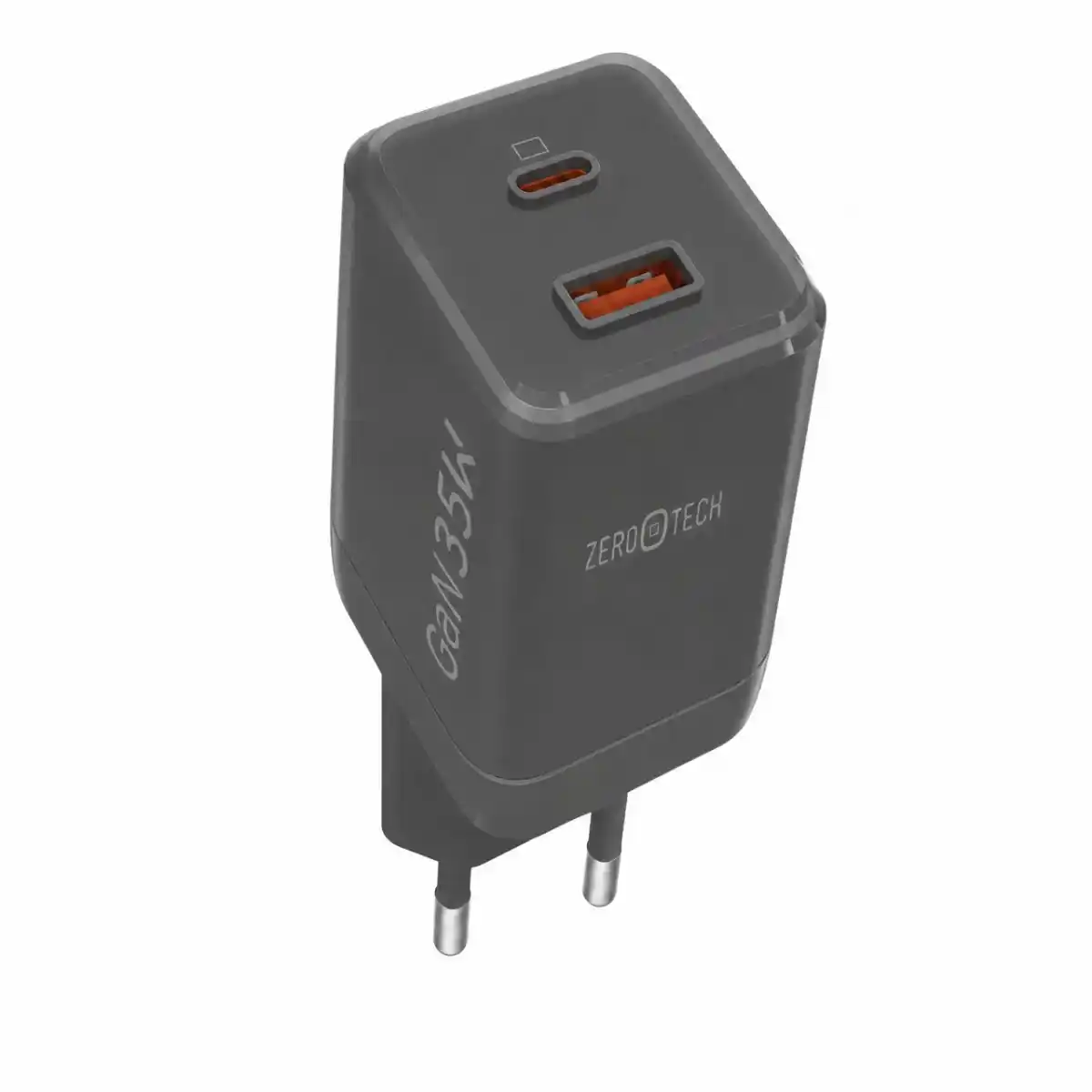 شاحن كريستال زيرو تك بقدرة 35 واط منفذين Type-C و USB-A مع تقنية PPS - أسود "ZA-351BK"