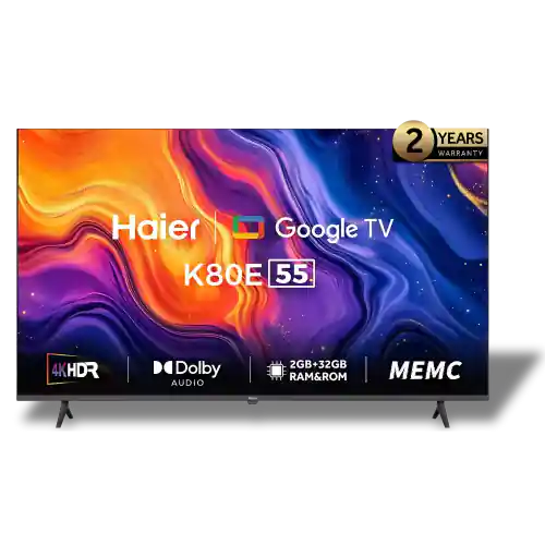 تلفزيون LED سمارت هاير 55 بوصة بدقة 4K UHD مع ريسيفر داخلي